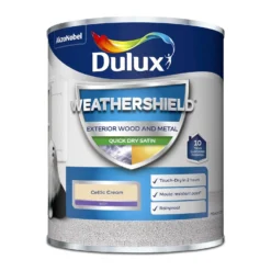 Dulux Weathershield Exterior Quick Dry Satin Paint Celtic Cream - 750ml -Sandtex Home Sales Store 12804375 5214833216815808