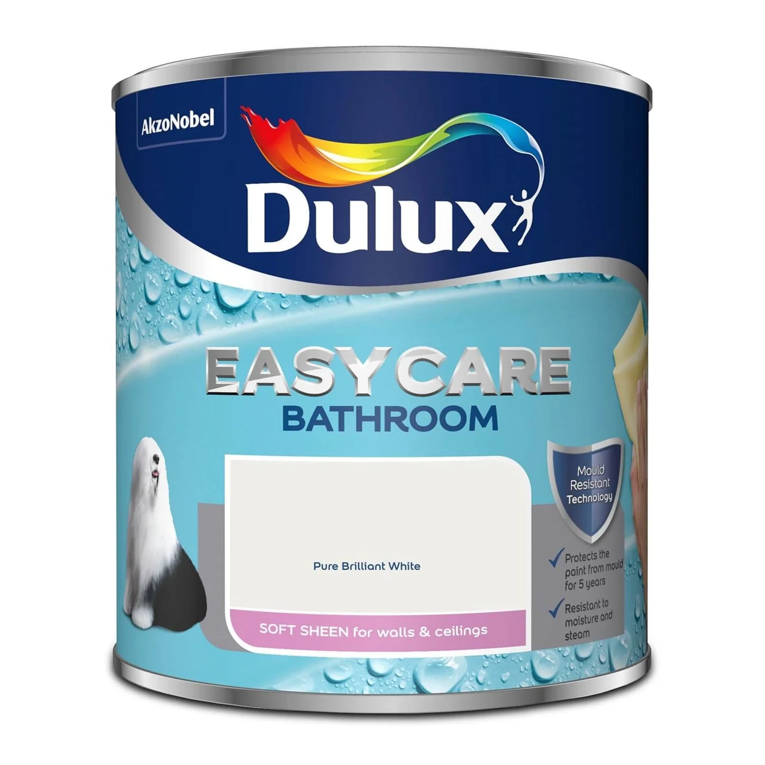 Dulux Easycare Bathroom Pure Brilliant White - Soft Sheen Paint - 1L 2 Dulux Easycare Bathroom Pure Brilliant White - Soft Sheen Paint - 1L - Image 2