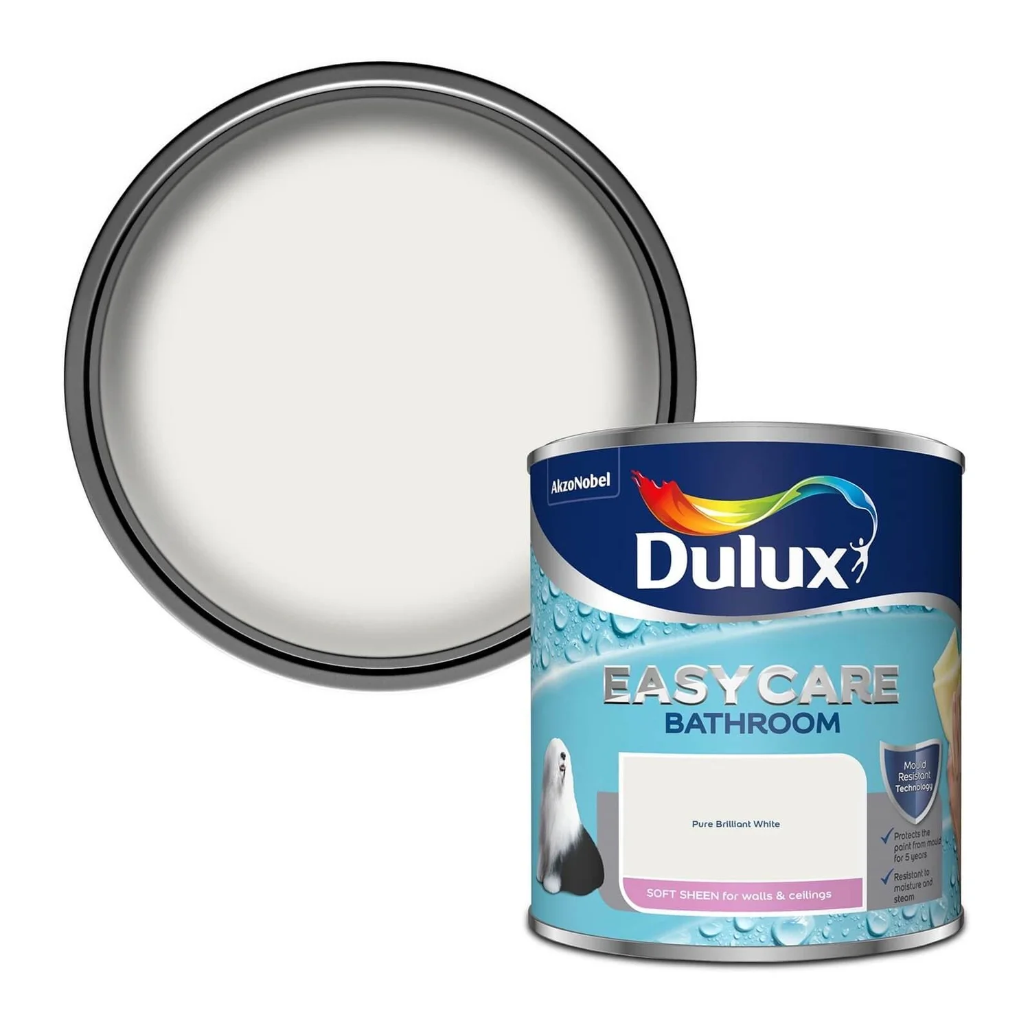 Dulux Easycare Bathroom Pure Brilliant White - Soft Sheen Paint - 1L 1 Dulux Easycare Bathroom Pure Brilliant White - Soft Sheen Paint - 1L