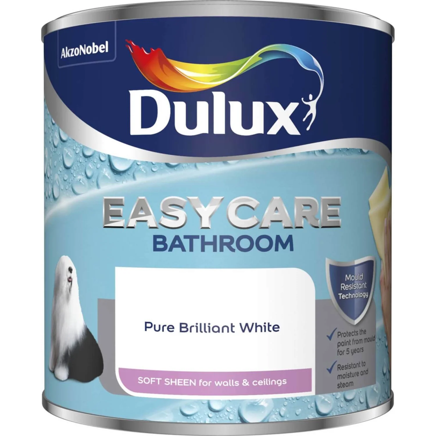 Dulux Easycare Bathroom Pure Brilliant White - Soft Sheen Paint - 1L 4 Dulux Easycare Bathroom Pure Brilliant White - Soft Sheen Paint - 1L - Image 4