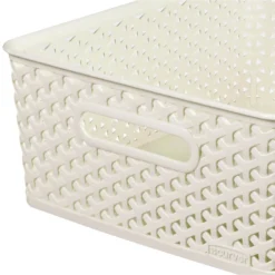 Curver My Style Medium Rectangular Plastic Storage Basket - Vintage White - 13L -Sandtex Home Sales Store 12809476 1424833219146790