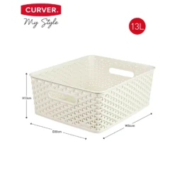 Curver My Style Medium Rectangular Plastic Storage Basket - Vintage White - 13L -Sandtex Home Sales Store 12809476 1834833218868618