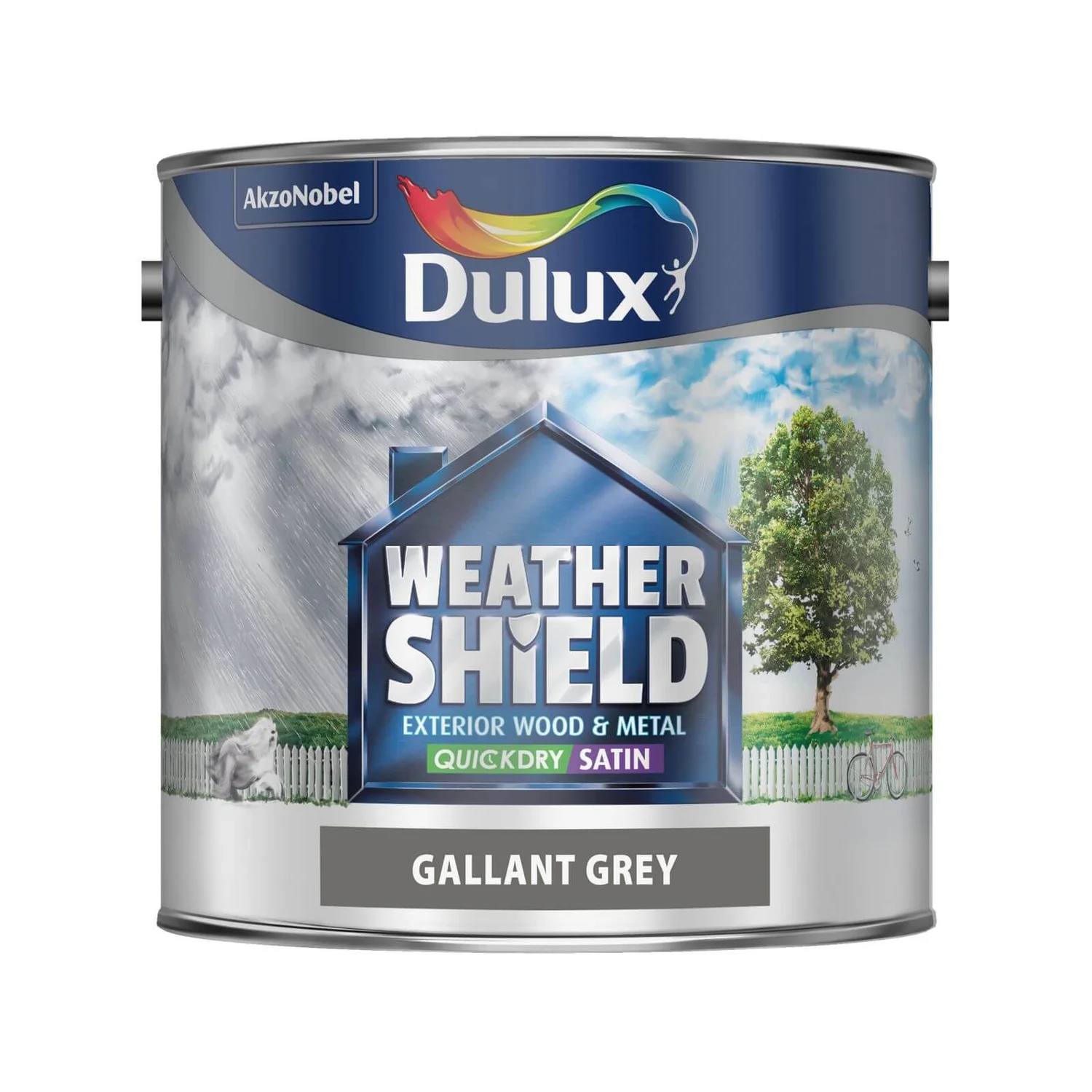 Dulux Weathershield Exterior Quick Dry Satin Paint Gallant Grey - 2.5L 2 Dulux Weathershield Exterior Quick Dry Satin Paint Gallant Grey - 2.5L - Image 2