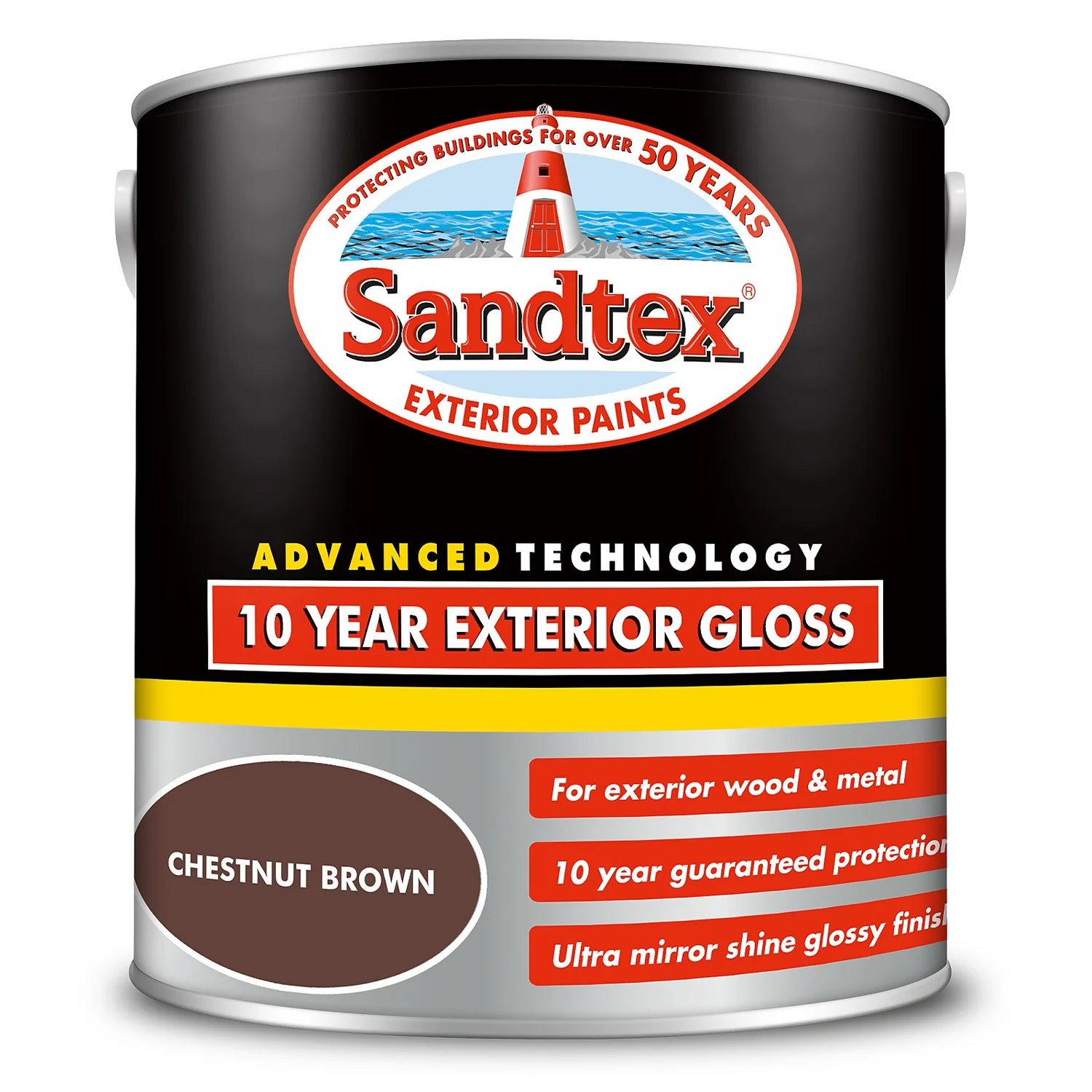 Sandtex® Exterior 10 Year Gloss Paint Chestnut Brown - 2.5L 7 Sandtex® Exterior 10 Year Gloss Paint Chestnut Brown - 2.5L - Image 7