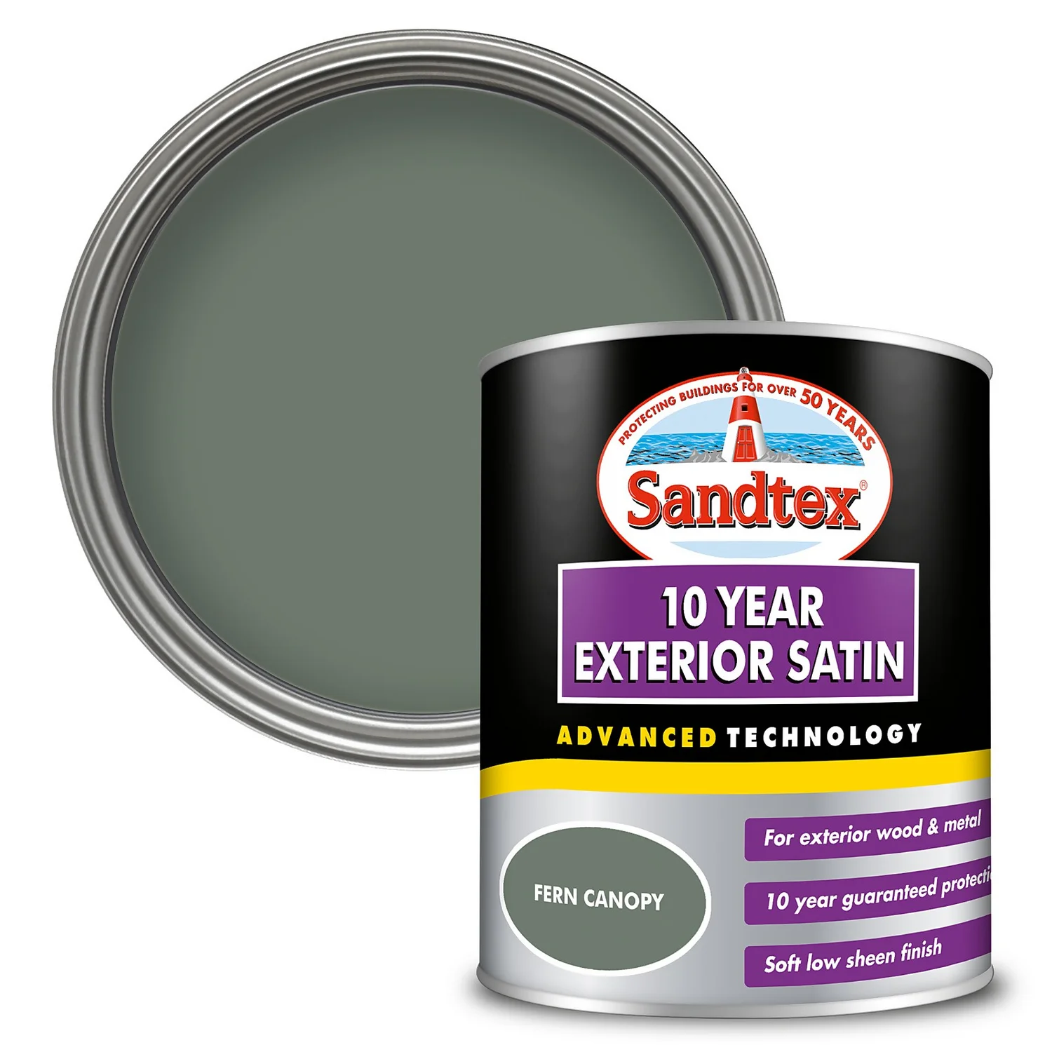 Sandtex® Exterior 10 Year Satin Paint Fern Canopy - 750ml 1 Sandtex® Exterior 10 Year Satin Paint Fern Canopy - 750ml