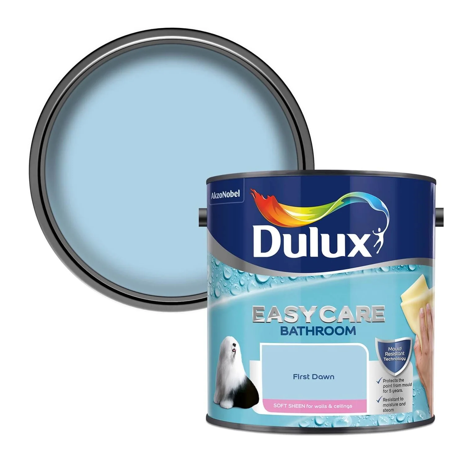 Dulux Easycare Bathroom First Dawn Blue Soft Sheen Paint - 2.5L 1 Dulux Easycare Bathroom First Dawn Blue Soft Sheen Paint - 2.5L