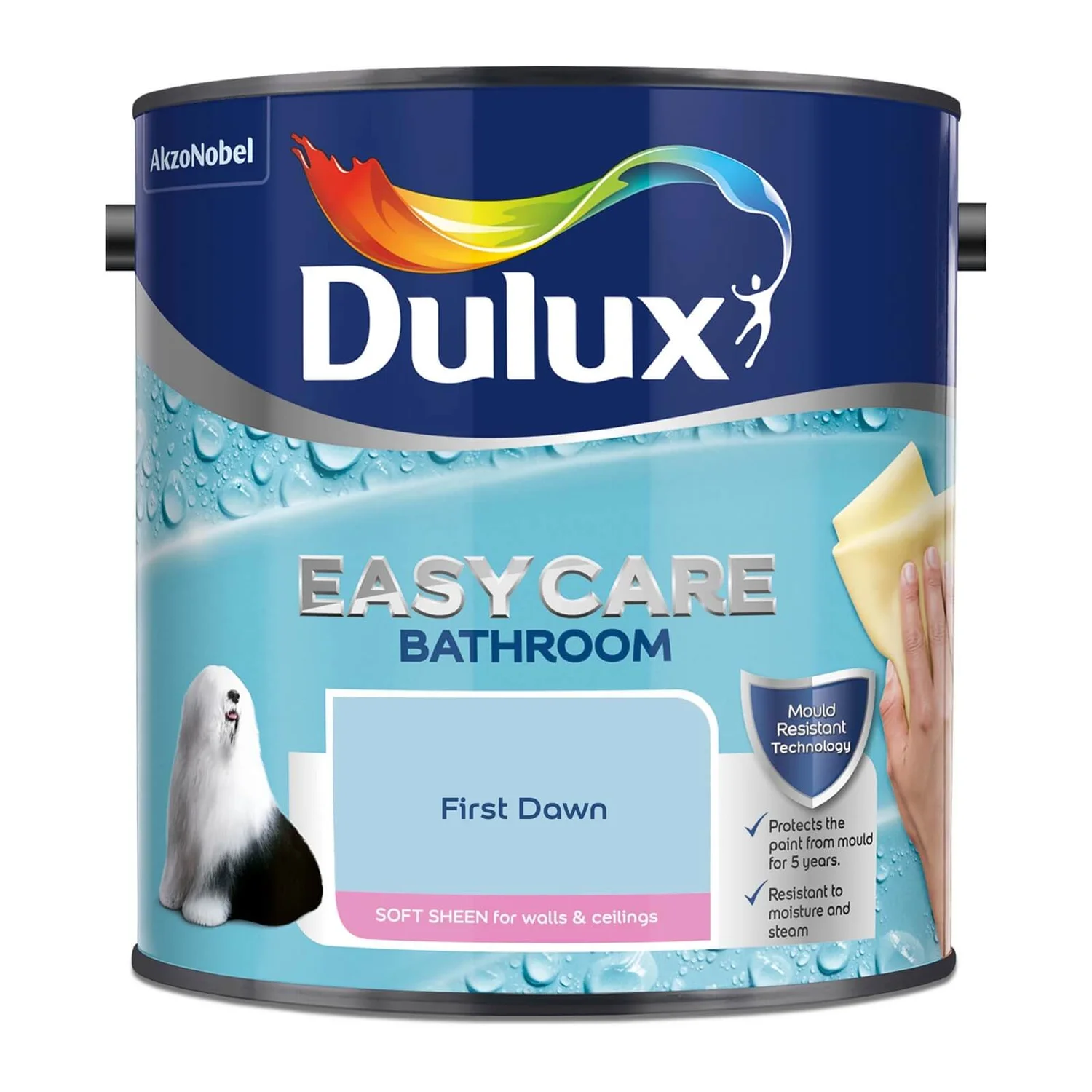 Dulux Easycare Bathroom First Dawn Blue Soft Sheen Paint - 2.5L 4 Dulux Easycare Bathroom First Dawn Blue Soft Sheen Paint - 2.5L - Image 4