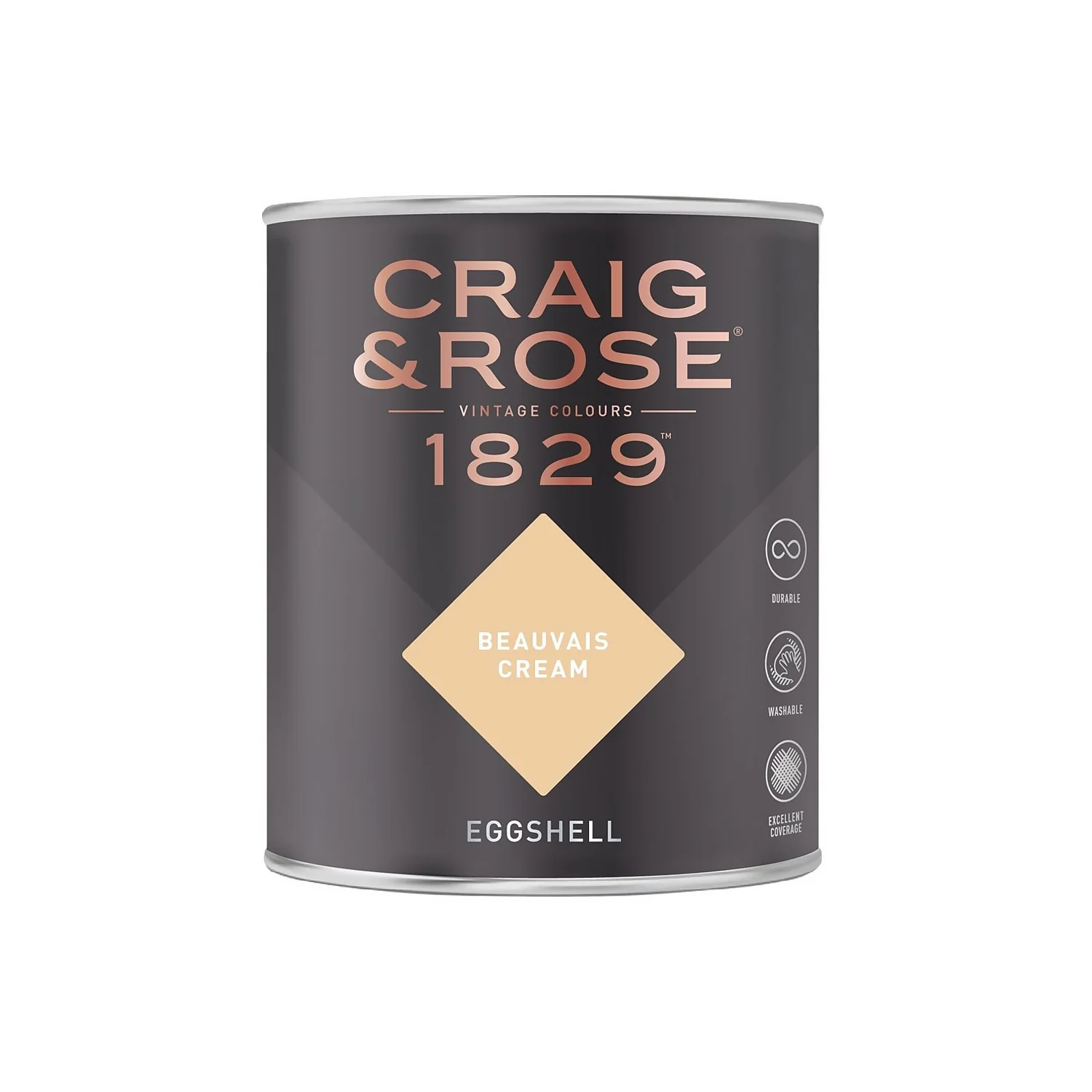 Craig & Rose 1829 Eggshell Paint Beauvais Cream - 750ml 2 Craig & Rose 1829 Eggshell Paint Beauvais Cream - 750ml - Image 2