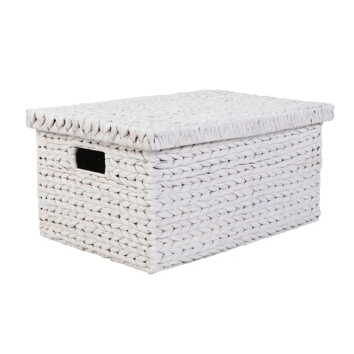 Large Water Hyacinth Storage Box - White Washed 1 Large Water Hyacinth Storage Box - White Washed