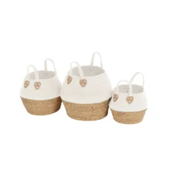 White Rope Baskets - Set Of 3