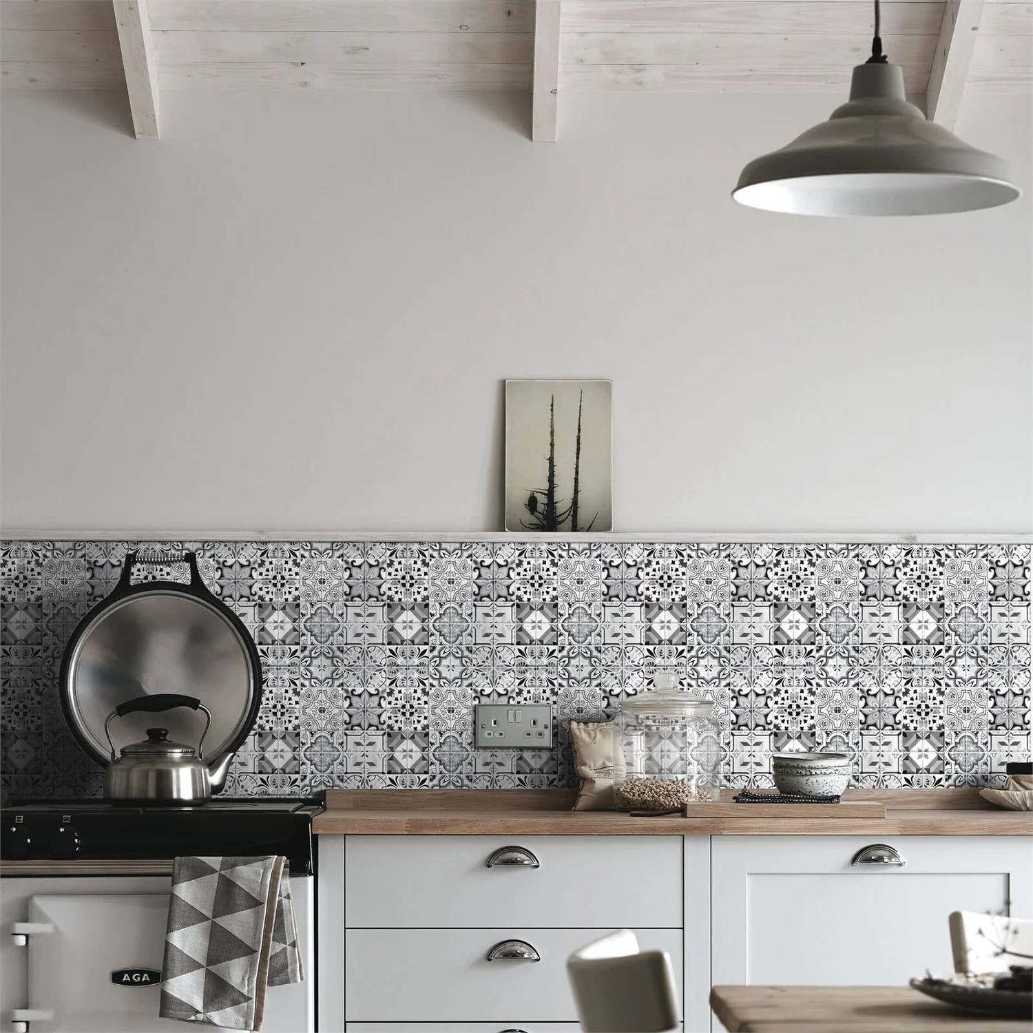 House Of Mosaics Geo Moroccan Black & White Mosaic Tile - 297 X 297mm 1 House Of Mosaics Geo Moroccan Black & White Mosaic Tile - 297 X 297mm