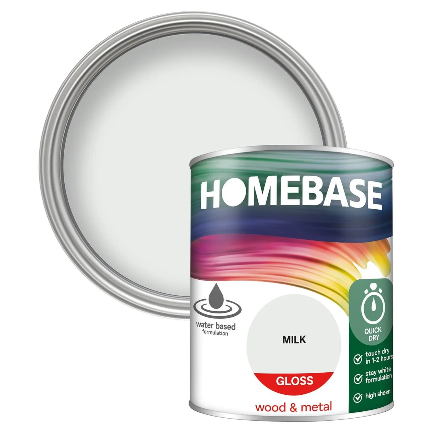 Homebase Interior Quick Dry Gloss Paint Milk - 750ml 1 Homebase Interior Quick Dry Gloss Paint Milk - 750ml