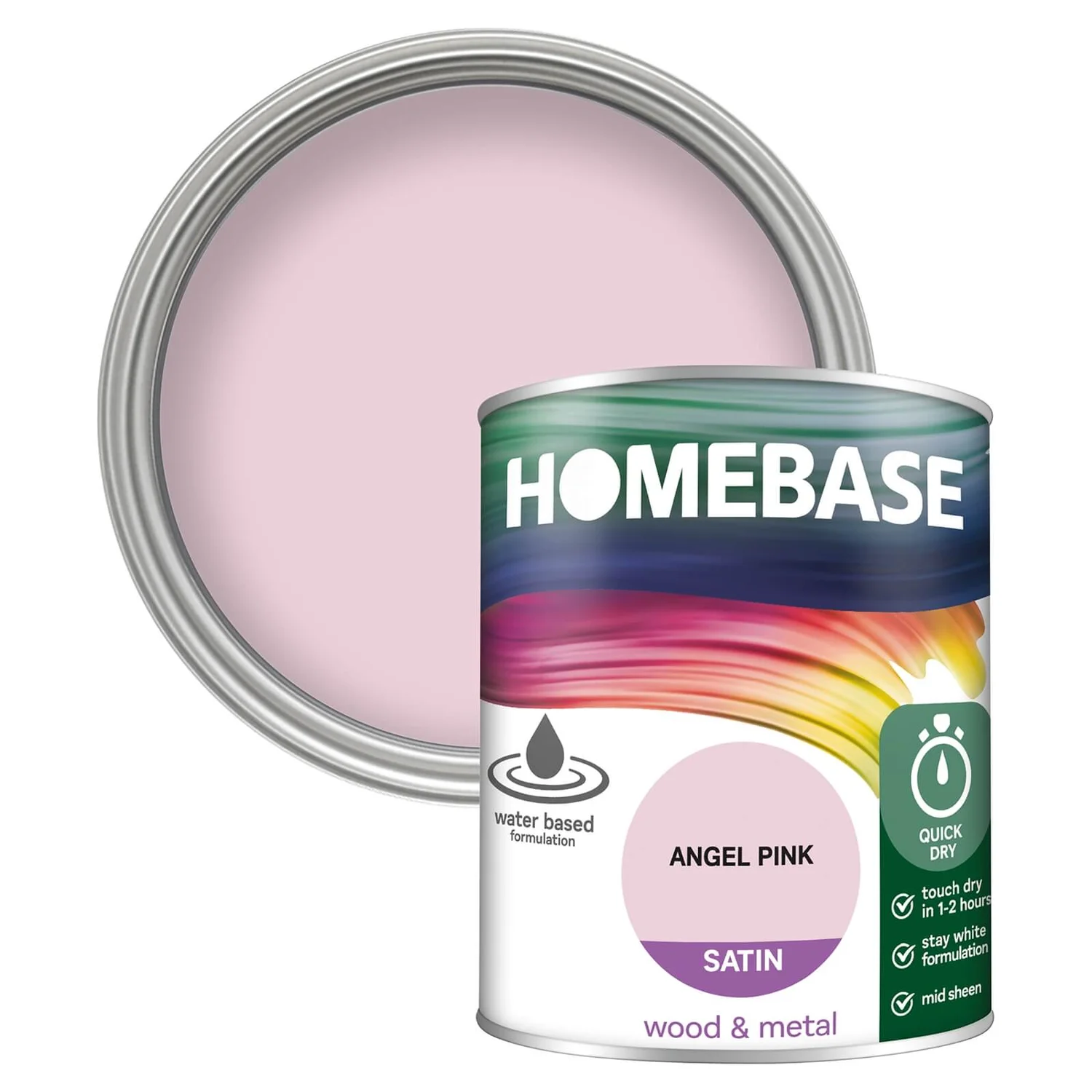 Homebase Interior Quick Dry Satin Paint Angel Pink - 750ml 1 Homebase Interior Quick Dry Satin Paint Angel Pink - 750ml