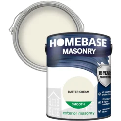 Homebase Smooth Masonry Paint - Butter Cream 5L