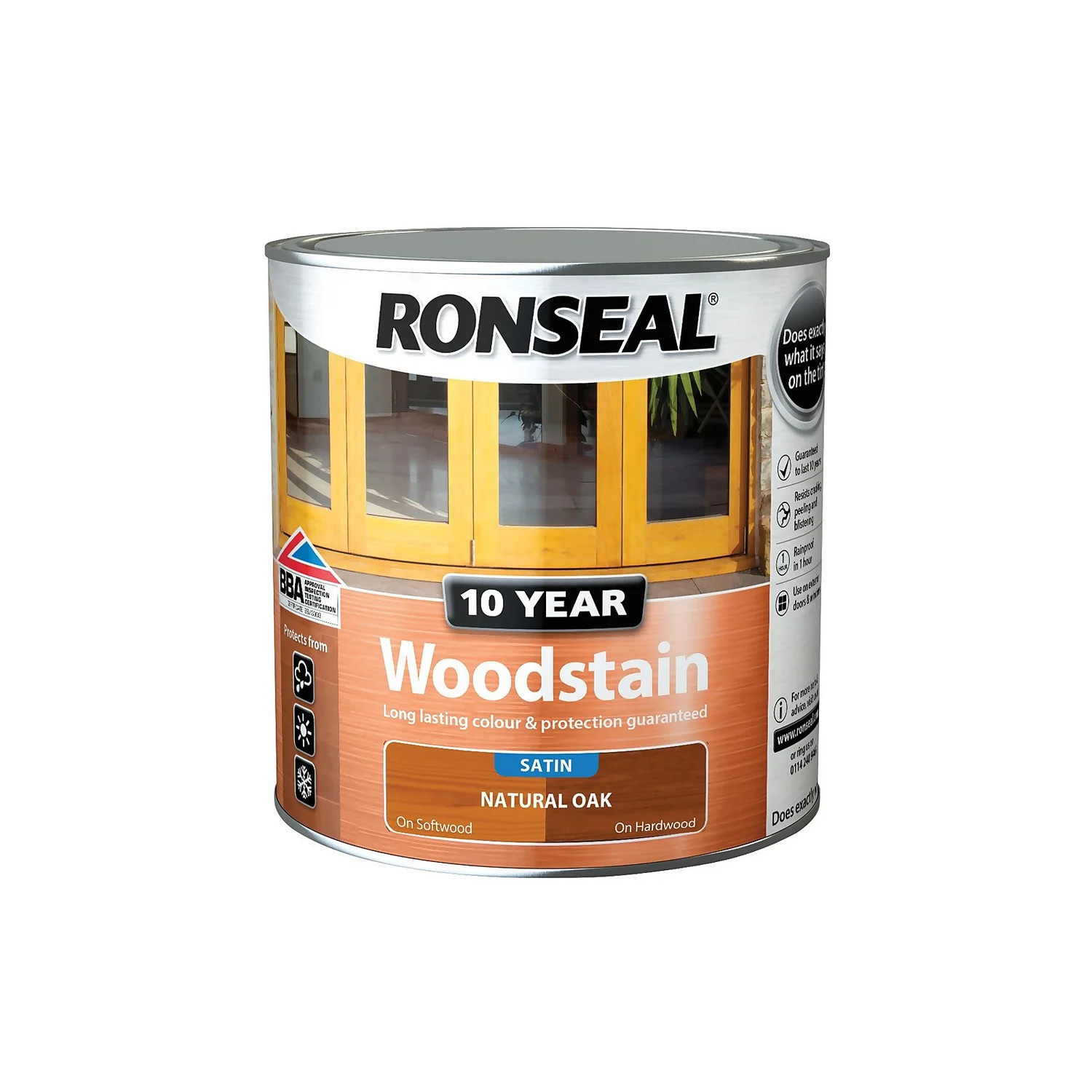 Ronseal 10 Year Woodstain Natural Oak Satin - 2.5L 4 Ronseal 10 Year Woodstain Natural Oak Satin - 2.5L - Image 4