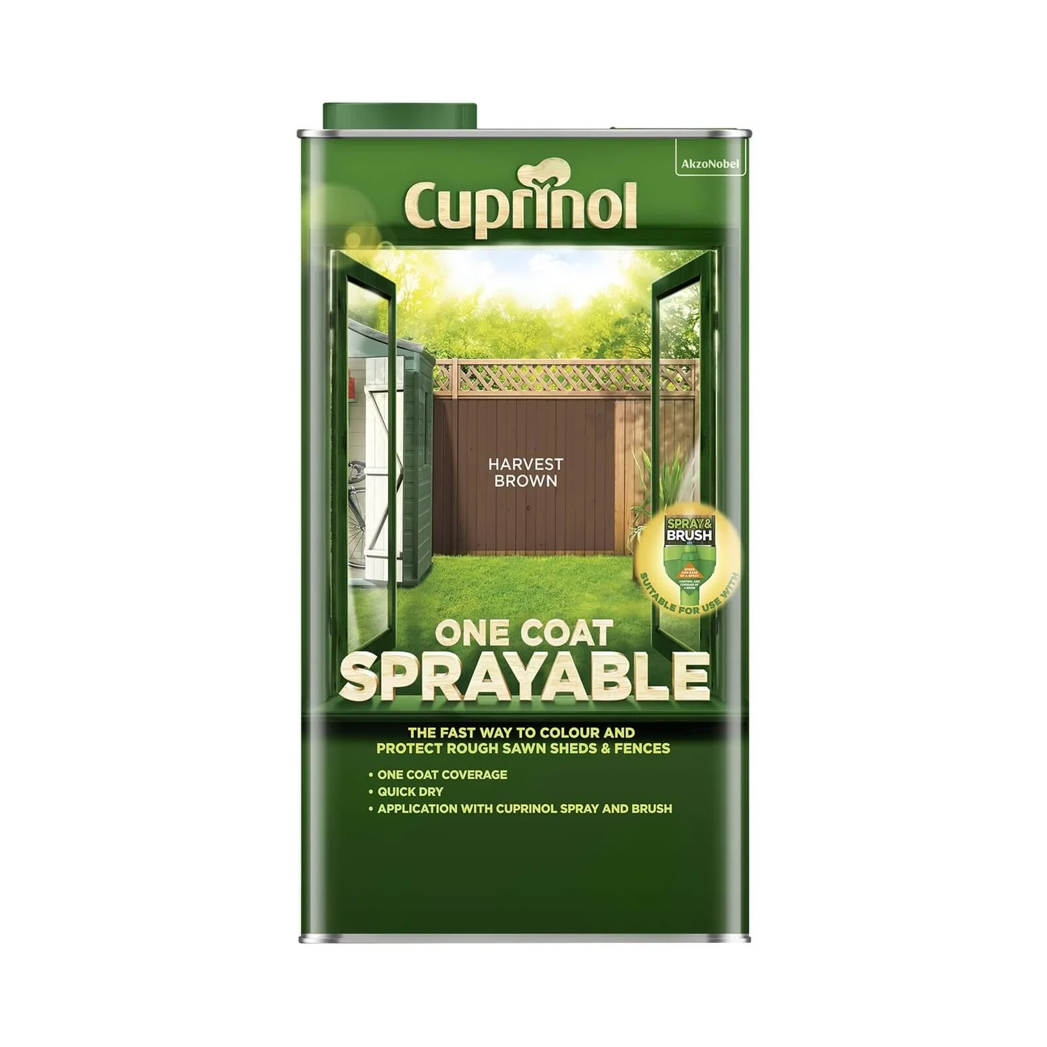 Cuprinol One Coat Sprayable Shed & Fence Paint - Harvest Brown - 5L 1 Cuprinol One Coat Sprayable Shed & Fence Paint - Harvest Brown - 5L