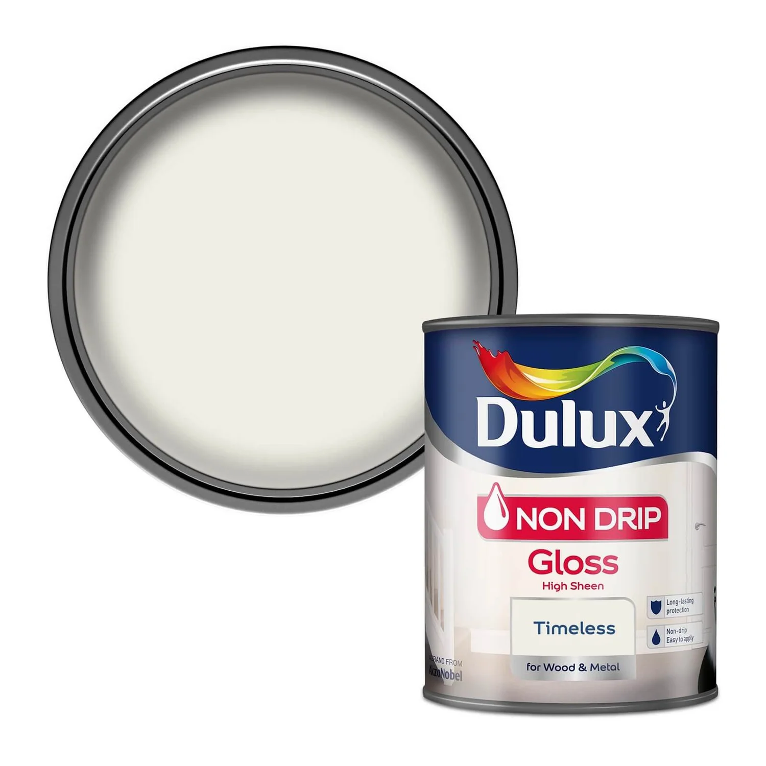 Dulux Non Drip Gloss Paint - Timeless - 750ml 1 Dulux Non Drip Gloss Paint - Timeless - 750ml