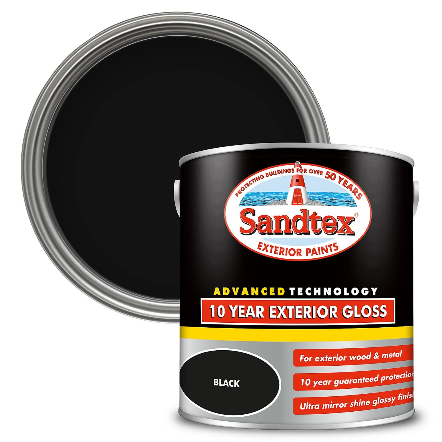 Sandtex® Exterior 10 Year Gloss Paint Charcoal Black - 2.5L 1 Sandtex® Exterior 10 Year Gloss Paint Charcoal Black - 2.5L