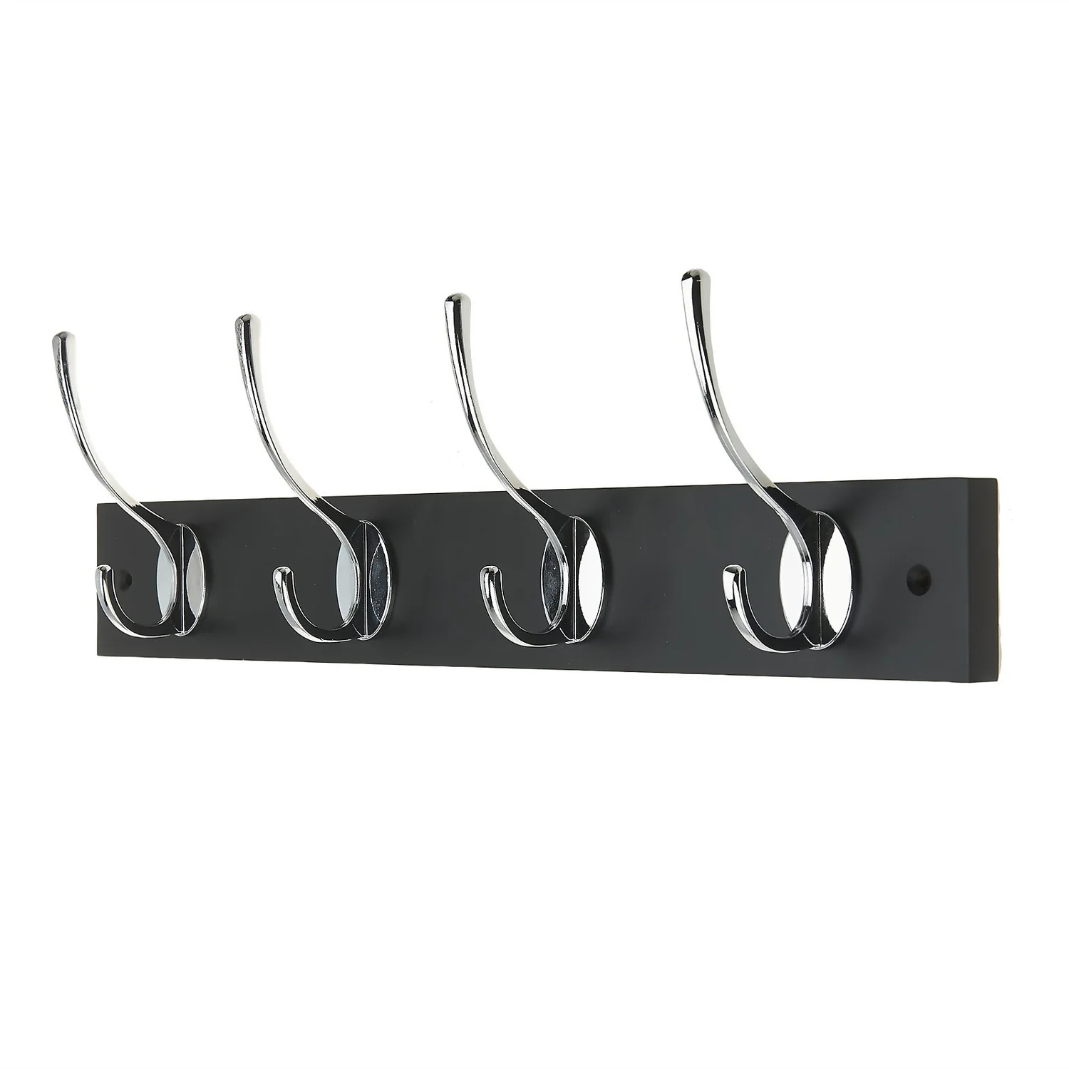 4 Victorian Chrome Hooks On Black Bloc Board 1 4 Victorian Chrome Hooks On Black Bloc Board
