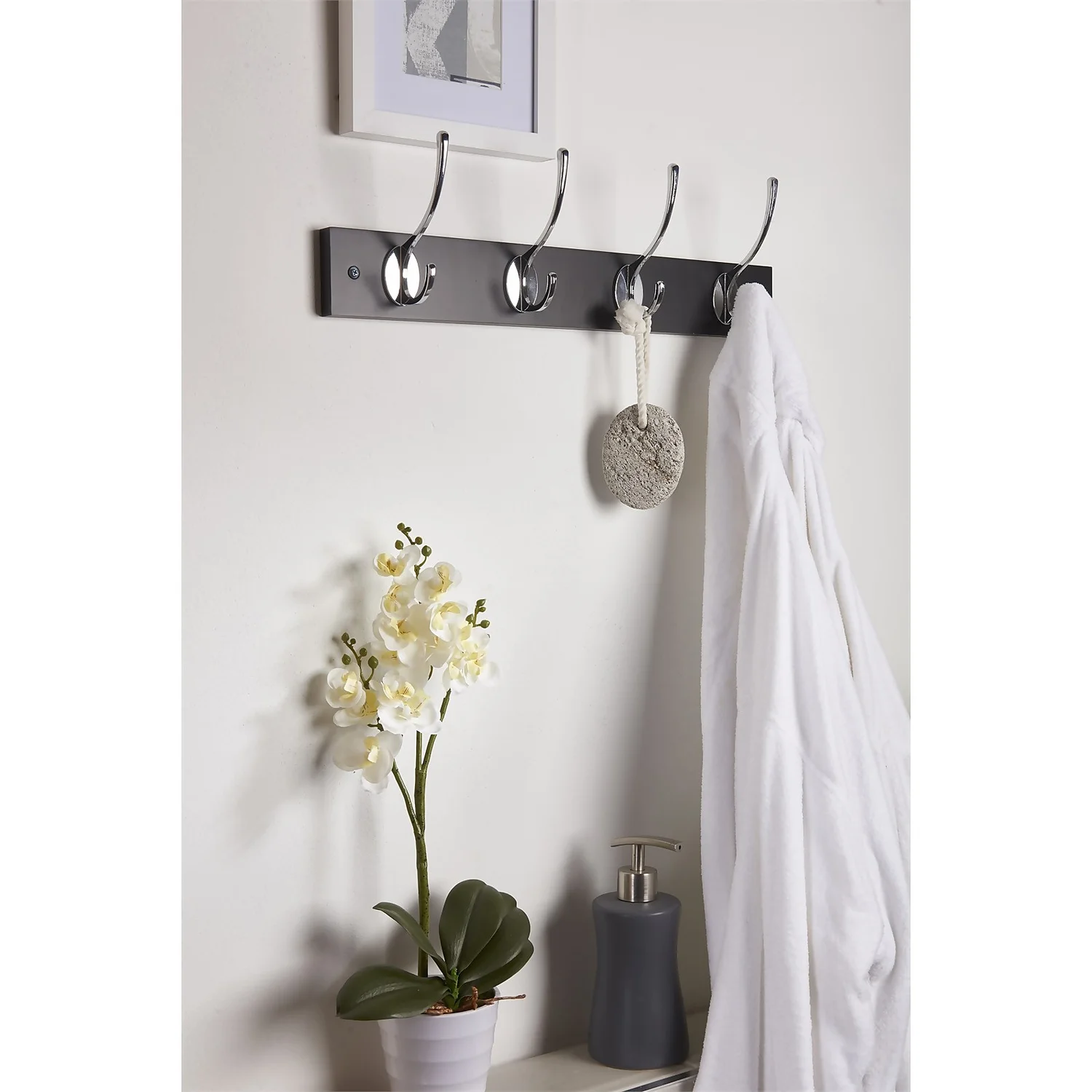 4 Victorian Chrome Hooks On Black Bloc Board 2 4 Victorian Chrome Hooks On Black Bloc Board - Image 2