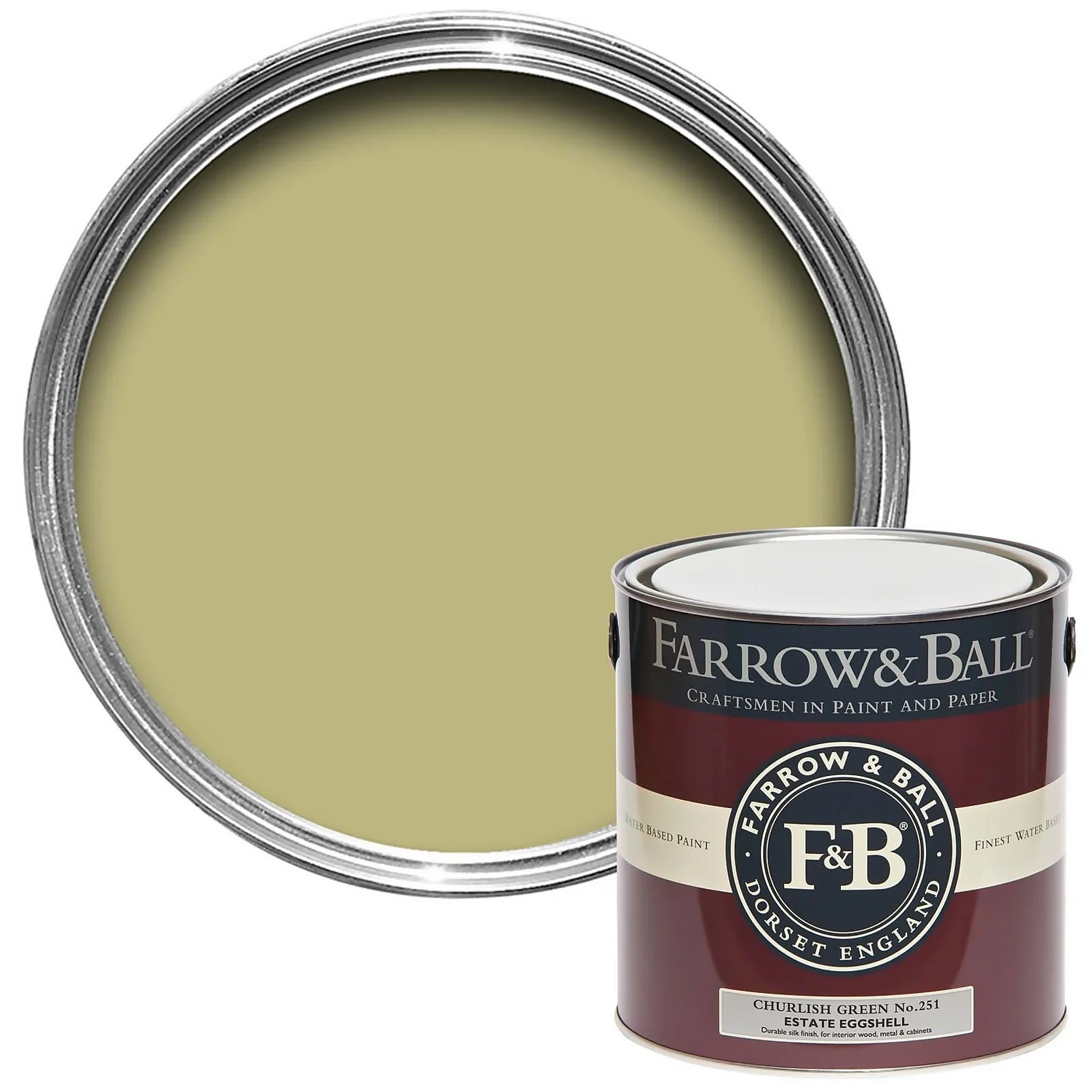 Farrow & Ball Estate Eggshell Paint Churlish Green - 2.5L 1 Farrow & Ball Estate Eggshell Paint Churlish Green - 2.5L