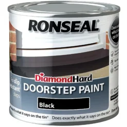 Ronseal Diamond Hard Black - Doorstep Satin Paint - 250ml