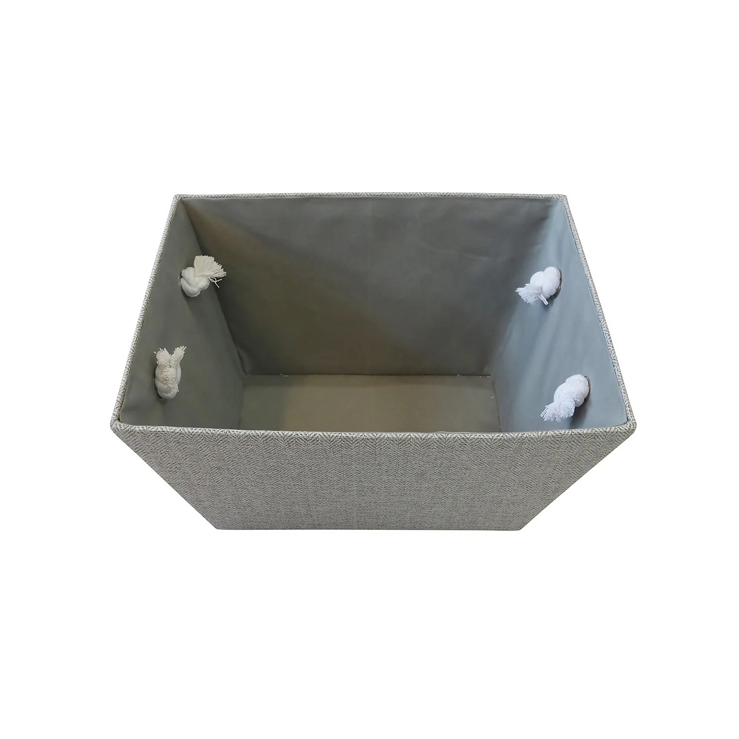 Neutral Herringbone Medium Storage Basket 2 Neutral Herringbone Medium Storage Basket - Image 2