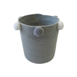 Round Cotton Rope Grey Pom Pom Basket -Sandtex Home Sales Store 12886597 1994857031577322