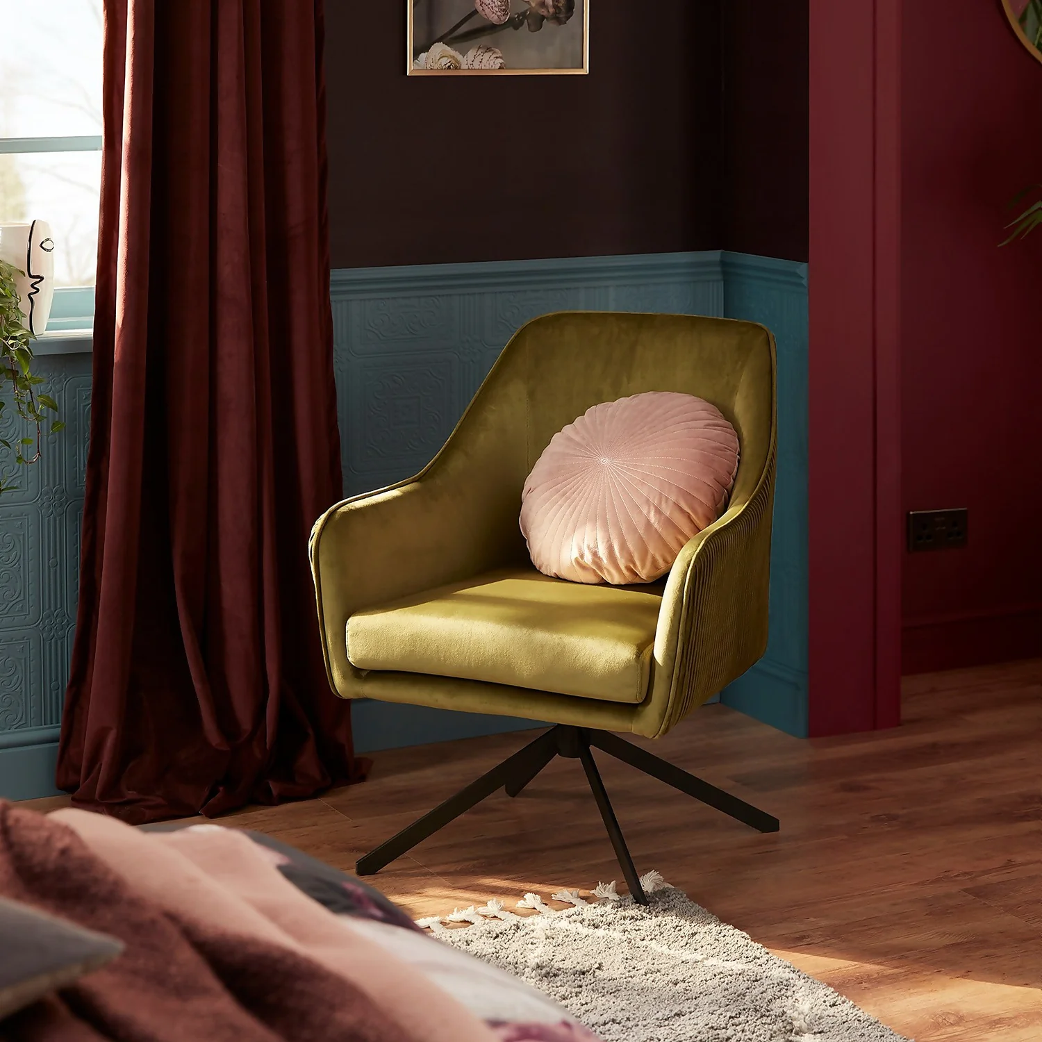 Pia Pleat Swivel Chair - Olive 2 Pia Pleat Swivel Chair - Olive - Image 2