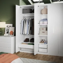 House Beautiful Internal Storage For Double Wardrobe, Dividing Panel, Shelves And Hanging Rail - White 5 House Beautiful Internal Storage For Double Wardrobe, Dividing Panel, Shelves And Hanging Rail - White -Sandtex Home Sales Store 13864344 1125005842924894