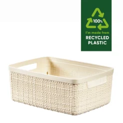 Curver Jute Small Recycled Storage Basket - 5L White 10 Curver Jute Small Recycled Storage Basket - 5L White -Sandtex Home Sales Store 13965909 1874995188150244