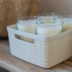 Curver Jute Small Recycled Storage Basket - 5L White 9 Curver Jute Small Recycled Storage Basket - 5L White -Sandtex Home Sales Store 13965909 9394995188077128