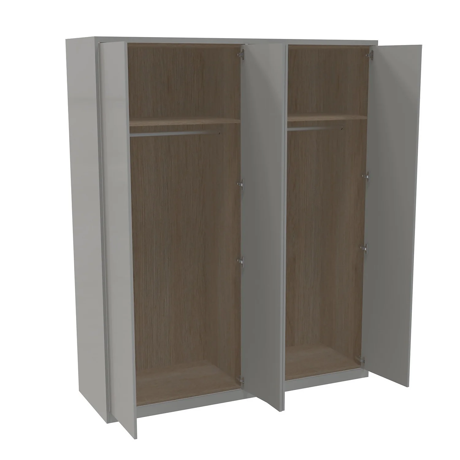 House Beautiful Honest Fitted Look Quad Wardrobe, Oak Effect Carcass - Gloss Grey Slab Doors (W) 1840mm X (H) 2226mm 2 House Beautiful Honest Fitted Look Quad Wardrobe, Oak Effect Carcass - Gloss Grey Slab Doors (W) 1840mm X (H) 2226mm - Image 2