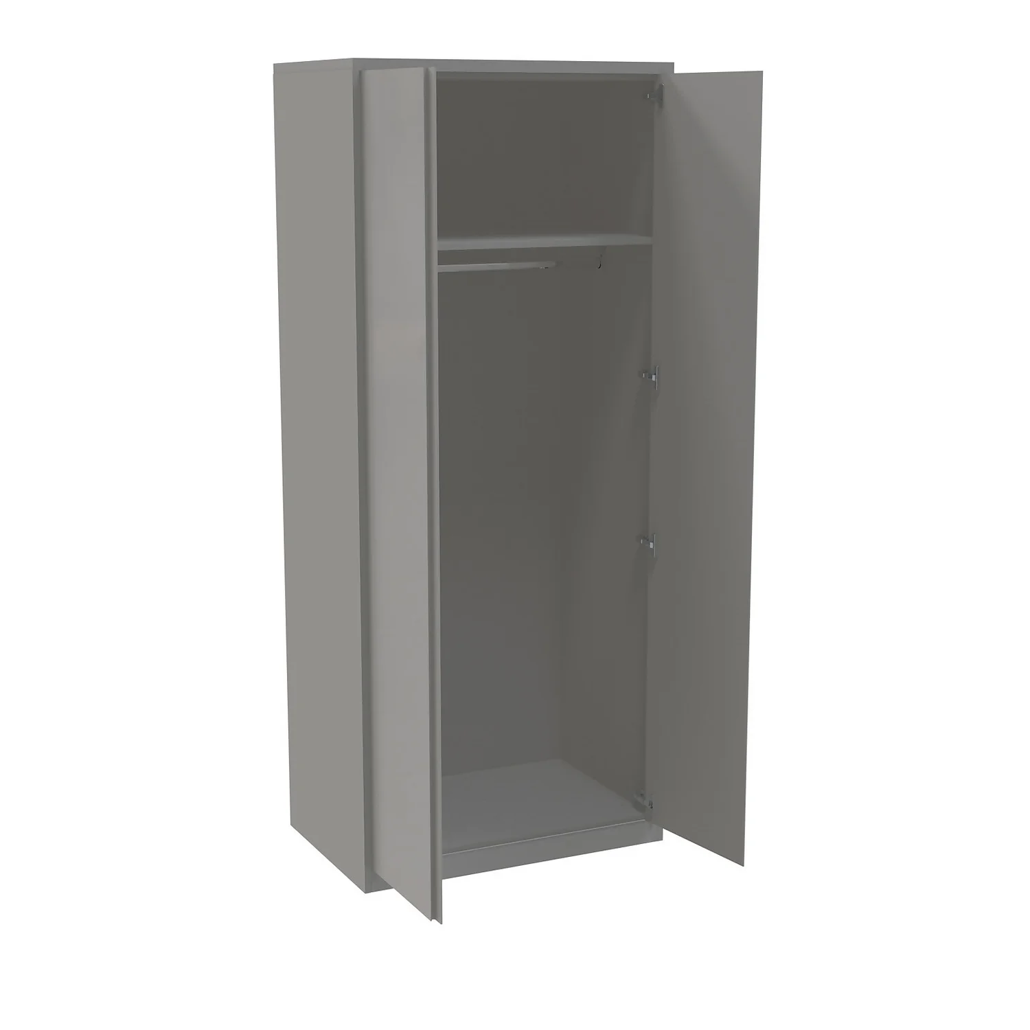 House Beautiful Escape Fitted Look Double Wardrobe, Grey Carcass - Gloss Grey Handleless Doors (W) 940mm X (H) 2226mm 2 House Beautiful Escape Fitted Look Double Wardrobe, Grey Carcass - Gloss Grey Handleless Doors (W) 940mm X (H) 2226mm - Image 2