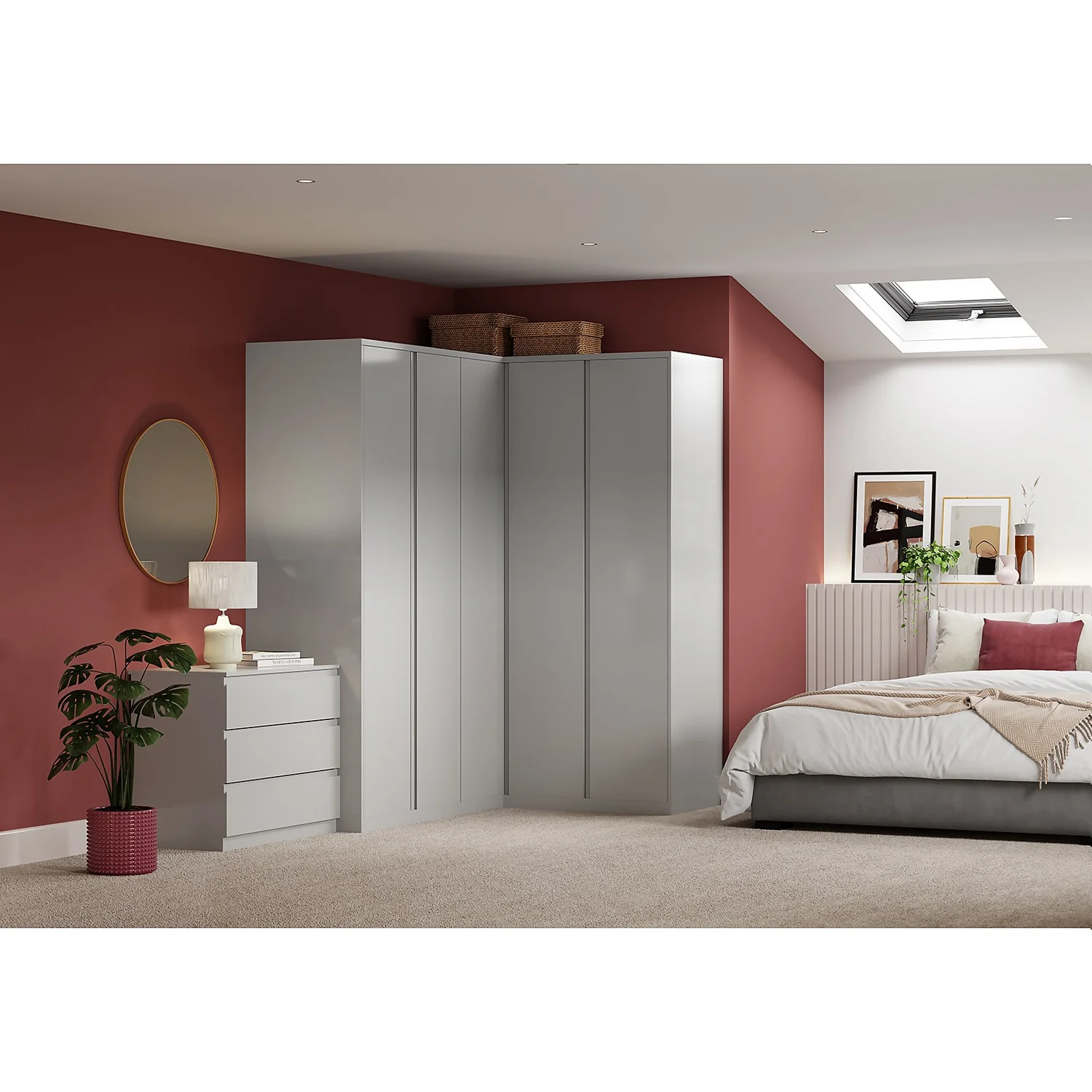 House Beautiful Escape Fitted Look Double Wardrobe, Grey Carcass - Gloss Grey Handleless Doors (W) 940mm X (H) 2226mm 4 House Beautiful Escape Fitted Look Double Wardrobe, Grey Carcass - Gloss Grey Handleless Doors (W) 940mm X (H) 2226mm - Image 4